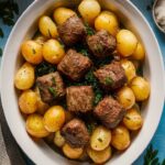 Slow Cooker Garlic Butter Beef Bites and Potatoes