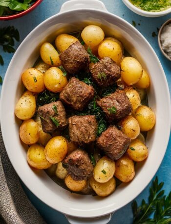 Slow Cooker Garlic Butter Beef Bites and Potatoes