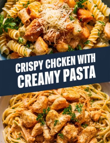Crispy Chicken with Creamy Pasta