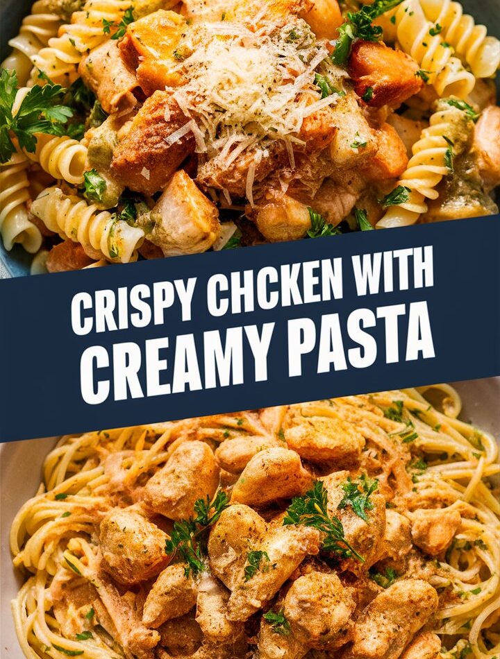 Crispy Chicken with Creamy Pasta