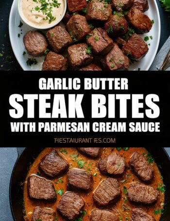 Garlic Butter Steak Bites with Parmesan Cream Sauce
