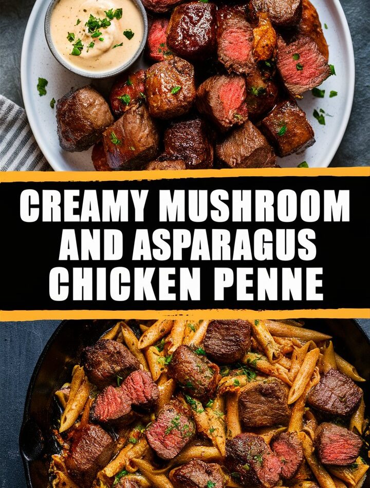 Creamy Mushroom and Asparagus Chicken Penne