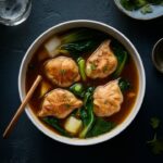 Potsticker Soup with Mushrooms & Bok Choy